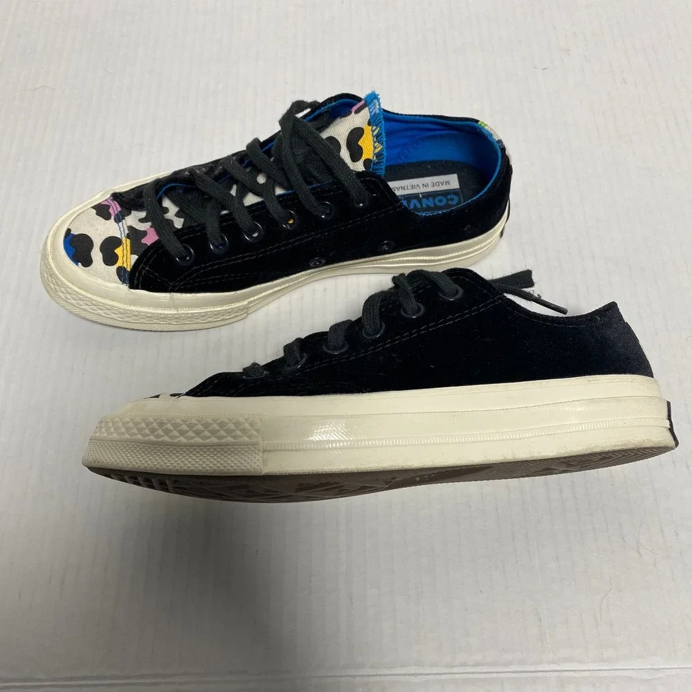 Converse Chuck 70 Ox Velvet Leopard Print Sneakers Black Multi Womens 7 Colorful - Picture 2 of 11